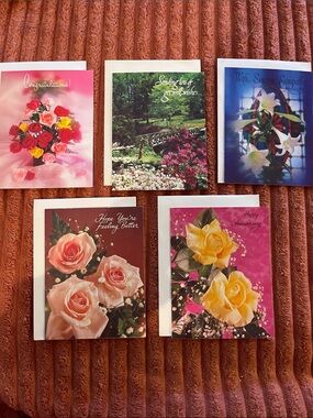 3/$10 Vintage Floral Greeting Cards - Congrats, Get Well, Sympathy, Anniversary